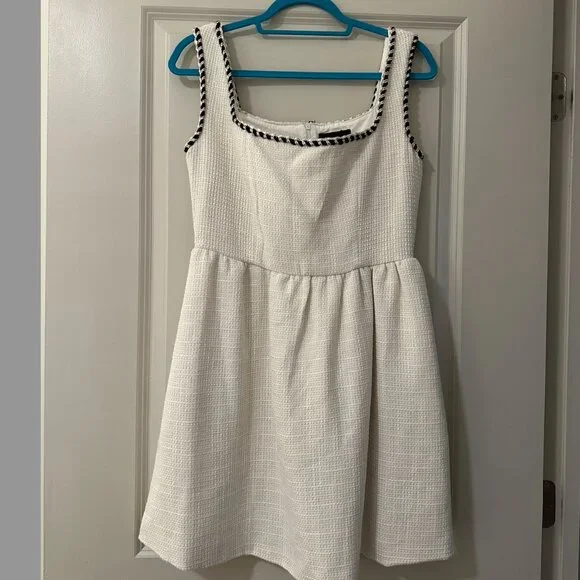 Cider Tweed U-neckline Solid Mini Dress - Picture 2 of 6